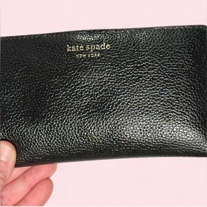Black Leather Kate Spade Wallet with Gold hardware